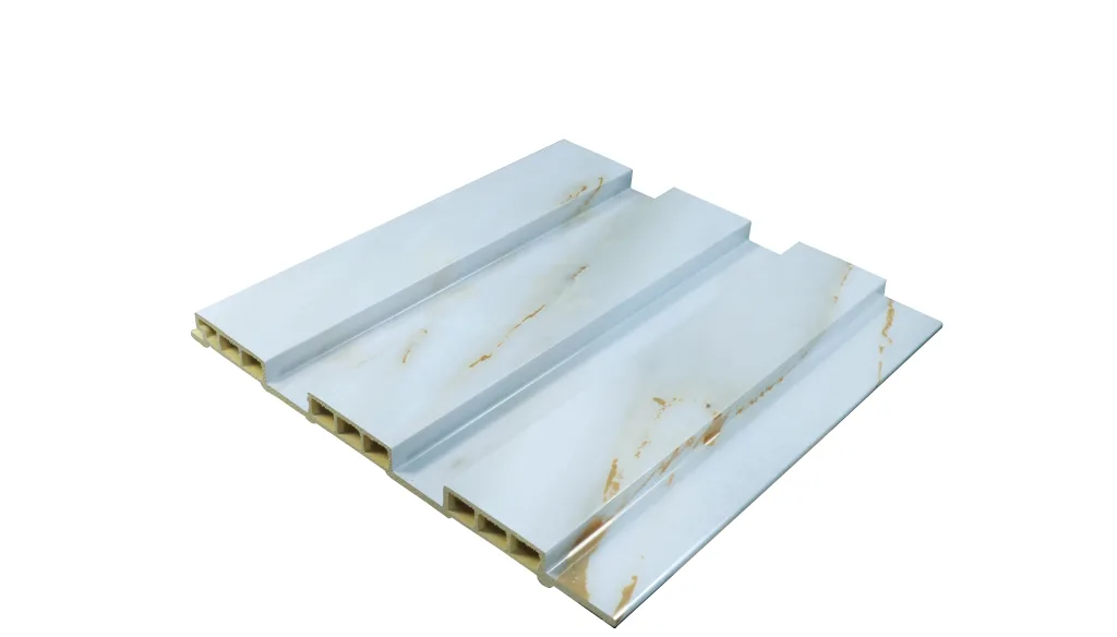 ไม้ผนัง (ใช้ภายใน) 3ลอนใหญ่ตื้น สีขาวลายหินอ่อน