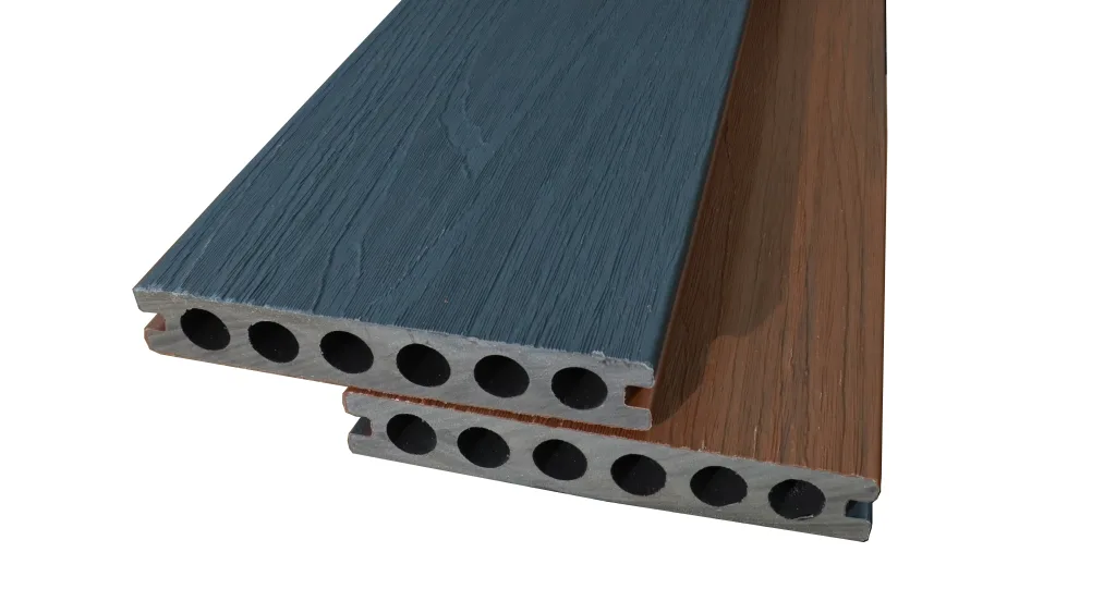 พื้นไม้เทียม (รูกลม) รุ่น Luxury เทา-ไม้สัก