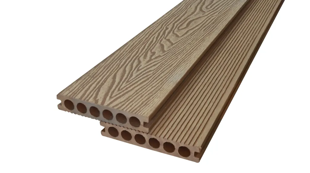 พื้นไม้เทียม ผนังเรียบ สีสักทอง